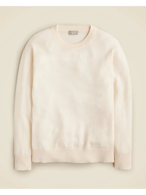 NWT J.Crew Cashmere Relaxed Crewneck Sweater in Snow Ivory Knit Pullover L - Image 4