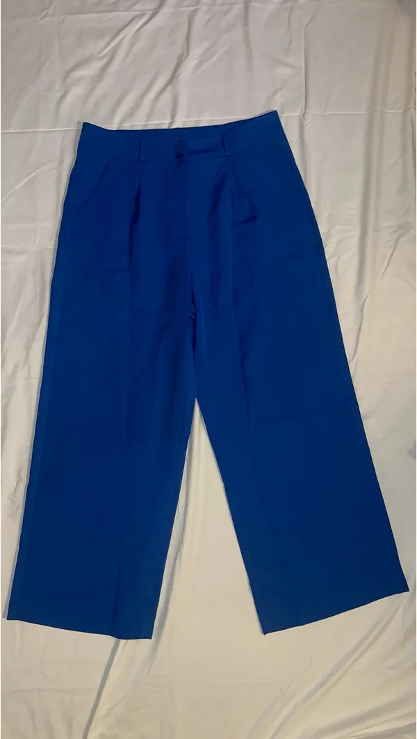 Royal Blue Pleated Wide Leg Trouser Pants XL - Image 6