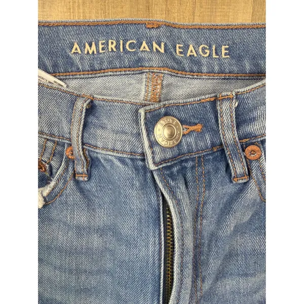 American Eagle Baggy Jean Womens 4 Light Wash Distressed High Rise Ripped Denim - Image 8