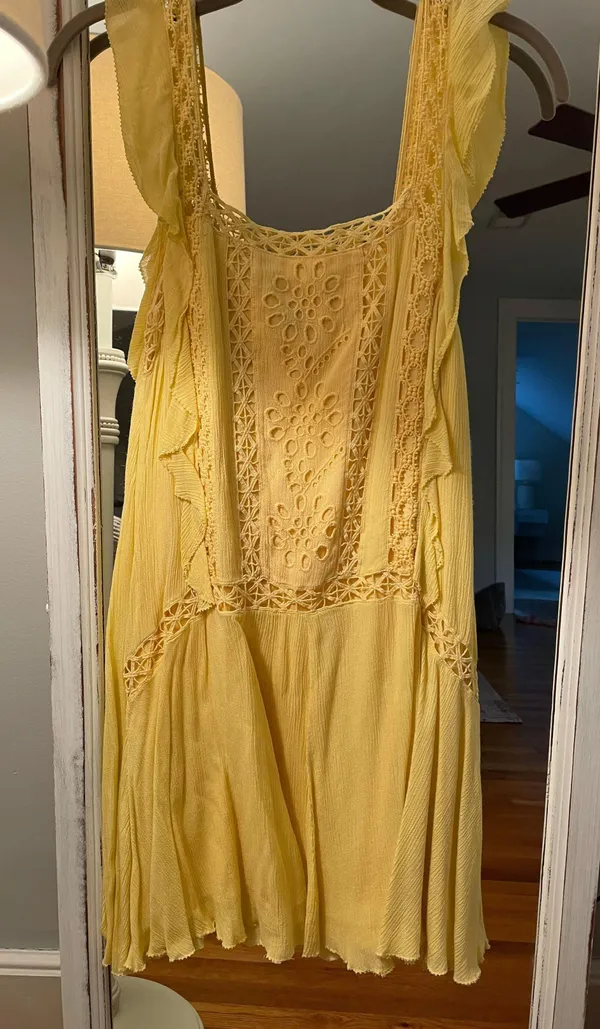 Free People Yellow Mini Dress - Image 4