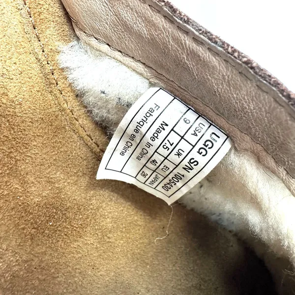 UGG Size 9 Brown Leather Clog‎ Sherpa Lined Slip On Porch Shoes Garden - Image 7