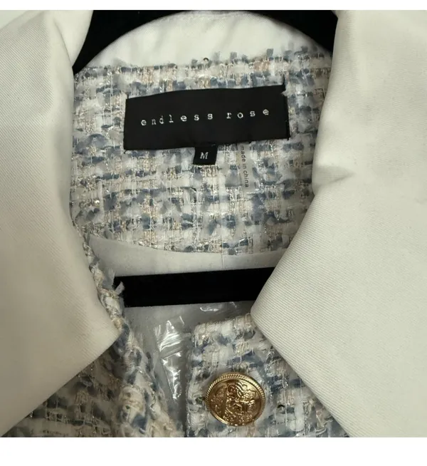 Endless Rose Blue and White Tweed Dress - Image 4