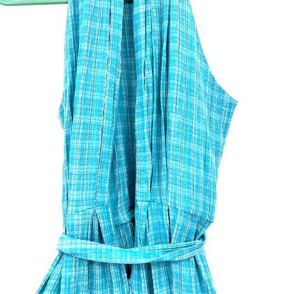 Calvin Klein‎ size 2 blue plaid sleeveless dress wrap style gingham tie waist - Image 5