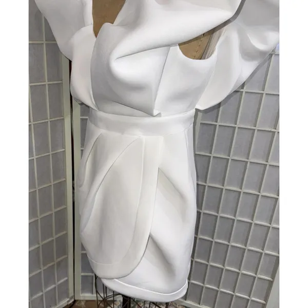 Bibi Bridal Shower White Dress Puff Icon Bride‎ Bachelorette Reception Dress XL - Image 5