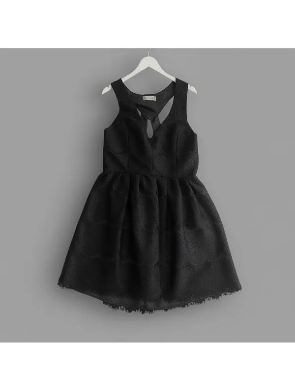 Altar’d State Black Lace Fit & Flare Cutout Party Dress Large - Image 2