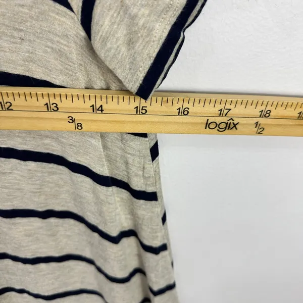 Show Me Your Mumu Tunic Top Womens XS Oatmeal Navy Blue Striped Short Sleeve - Image 4