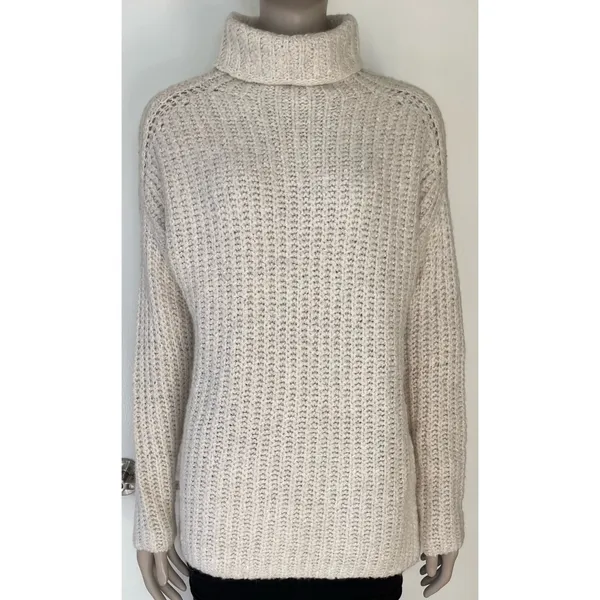 Beige High Neck Longline Sweater - Image 2