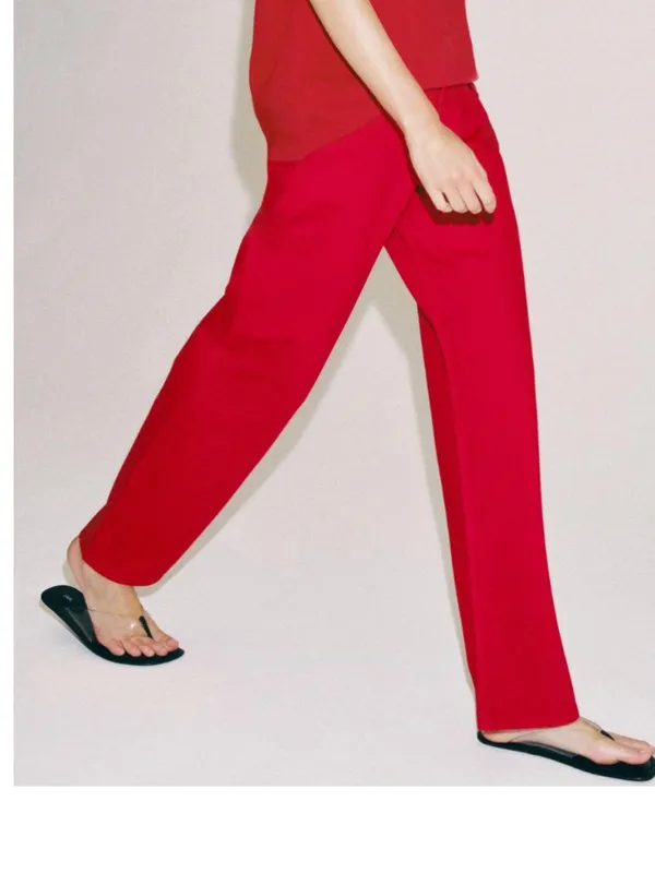 NWT ZARA ZW COLLECTION MID-RISE STRAIGHT LEG JEANS Red US -10 - Image 6