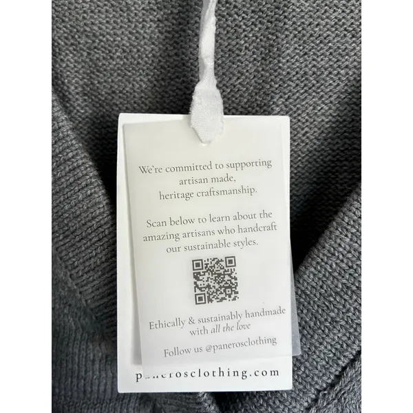 Paneros Greta Cardigan Button Up Gray Large Cotton Cozy Quiet Luxury - Image 5
