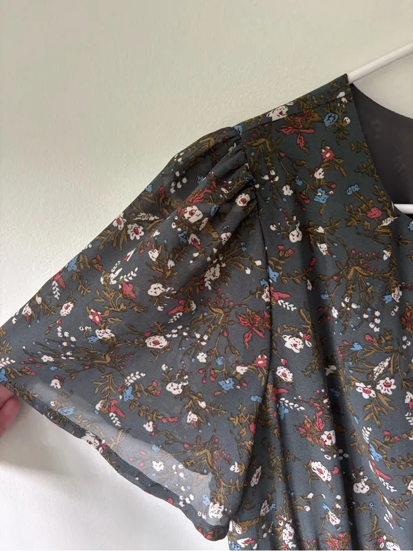 Baltic Born Belfast Pleated Midi Dress Antique Jade Floral Cottagecore - Image 7