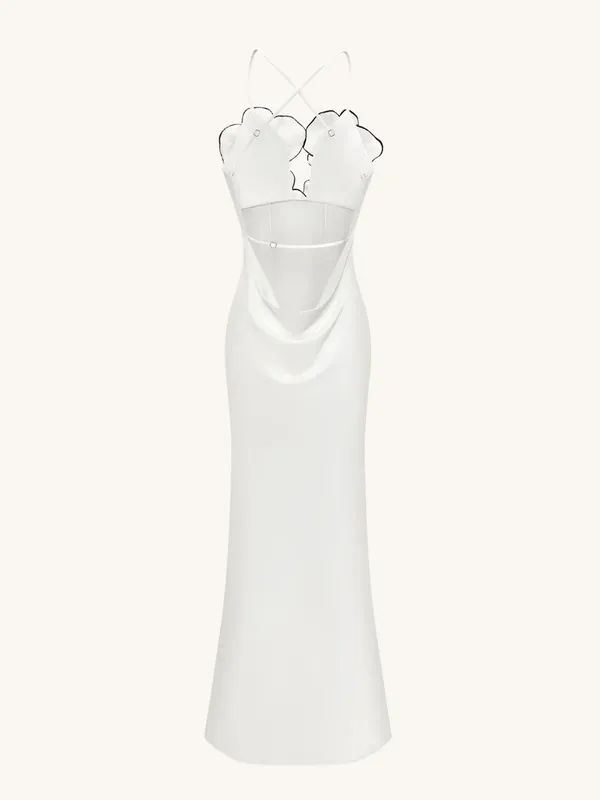 JW PEI Orchid Embroidered Dress - White/Black - Image 3
