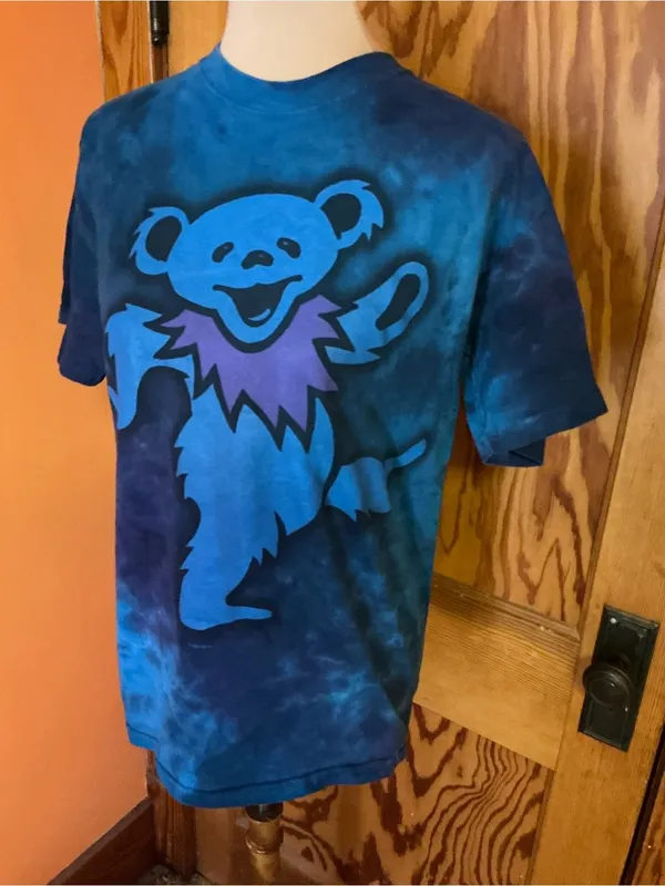 Liquid Blue Grateful Dead Dancing Bear Blue Tie Dye T Shirt Medium - Image 8