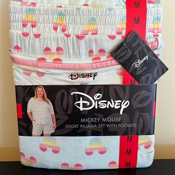 Disney Womens Short Pajama Set with Pockets Aqua in color - Image 2