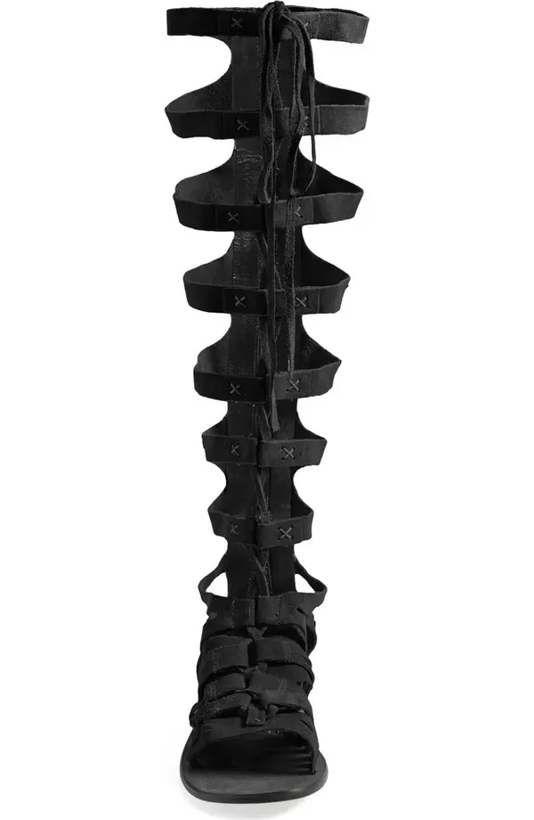 Free People Cypress Suede X Embroidered Calf Lace Up Gladiator Sandals Shoe 7 37 - Image 2