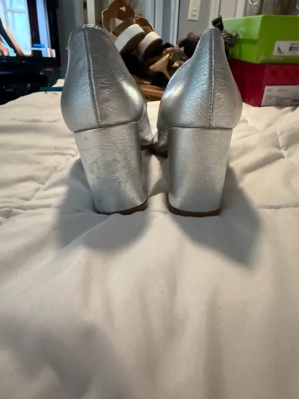 Elodie silver block pointy toe heels - Image 4