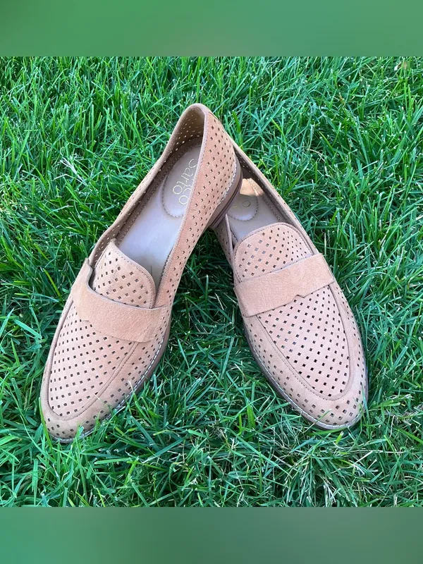 Franco Sarto Light Tan Perforated Suede Slip-On Loafers 🌸🌸 - Image 6