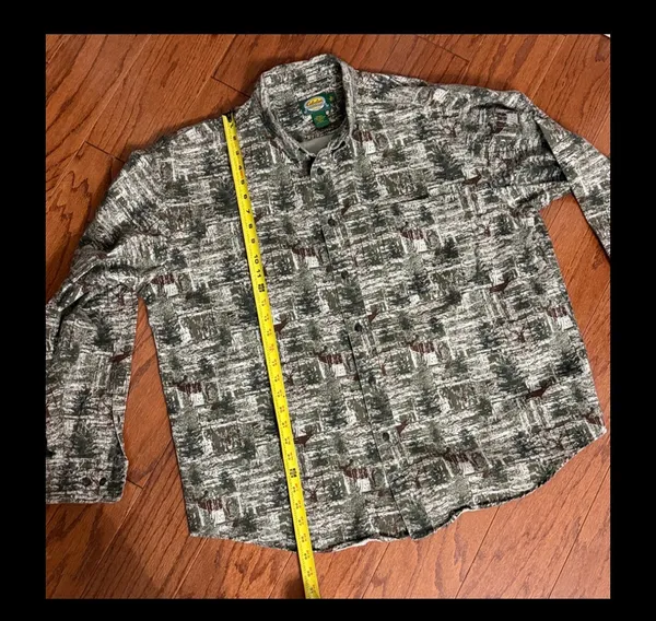 Cabela's longsleeve buttondown Denim deer & tree camouflage pattern - Size XL. Gently warn & excellent condition. Measurements approximately 27” from armpit to armpit x 29” long. Non-smoking home. Priced at as is condition. Don’t like my price make a reasonable offer! And thank you for checking my closet! - Image 7
