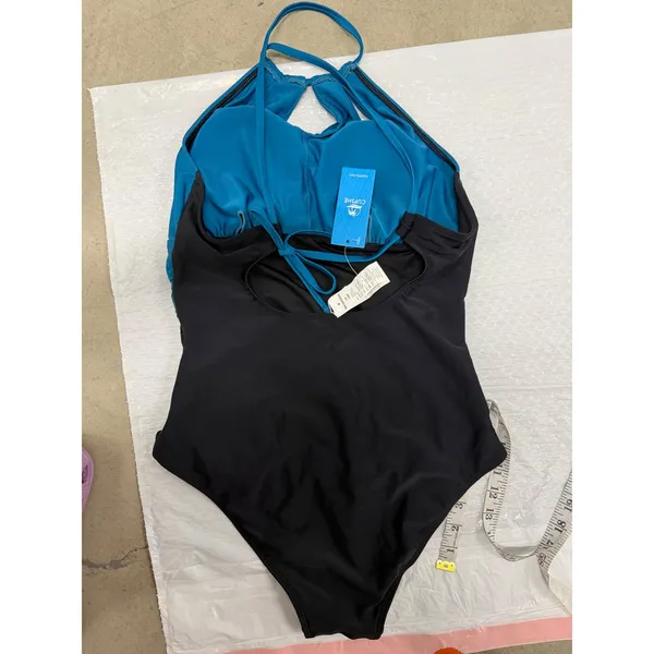 Cupshe Teal Black Colorblock Halter‎ Keyhole One Piece Swimsuit NWT Size M - Image 5