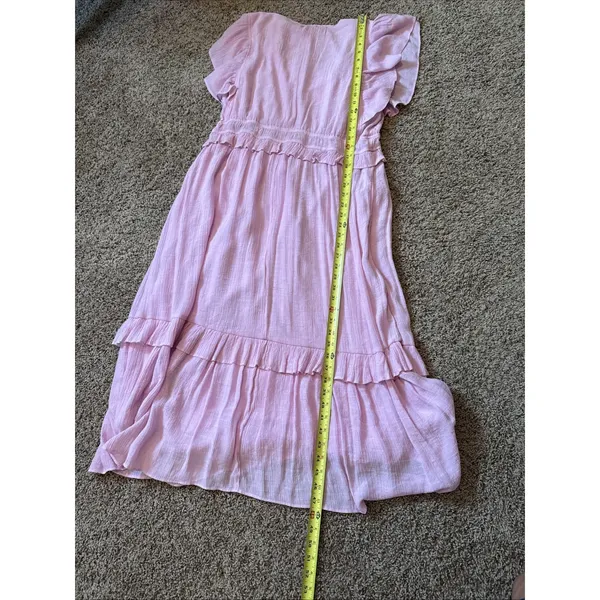 Wonderly Women's Pink Tiered Midi Dress Size Large - Image 6