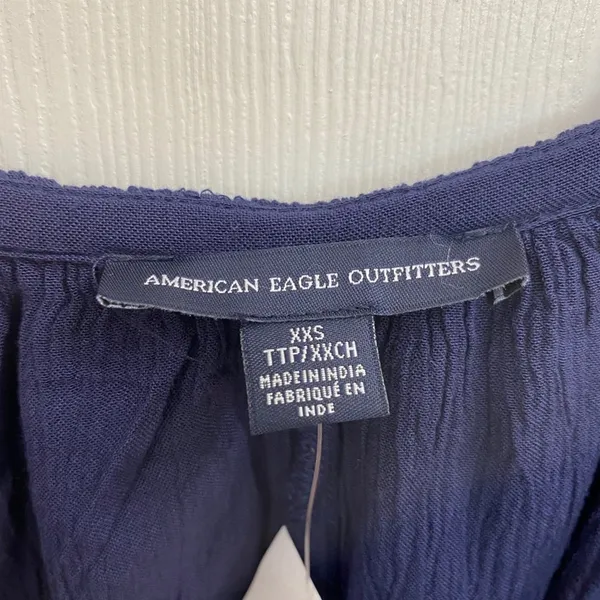 American Eagle Embroidered Navy Off-the-Shoulder Cold Shoulder Top NWT AE ! New - Image 5