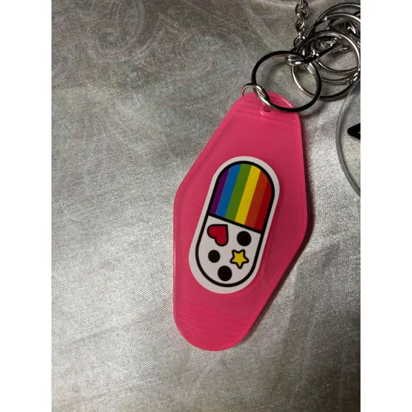 Boutique Pride Keychain Bundle 4pc Love Wins Pride Day Tumbler Motel Tag Rainbow Charms - Image 4