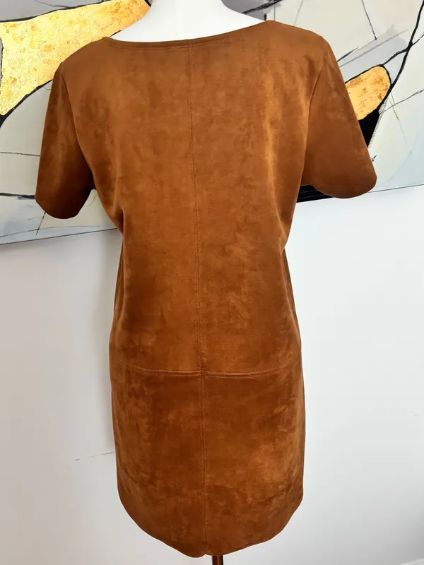 Ivy & Leo Classic Brown Suede-Effect Midi Dress - Image 2