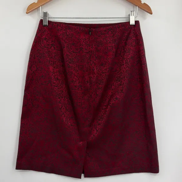 Y2K AGB Brocade Skirt Sz 6 Cherry Red Dark Academia Preppy Gothic Hong Kong 90s - Image 5