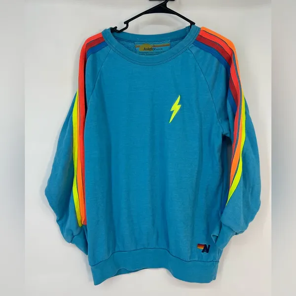 Aviator Nation Blue Sweatshirt with Lightning Bolt - Image 3