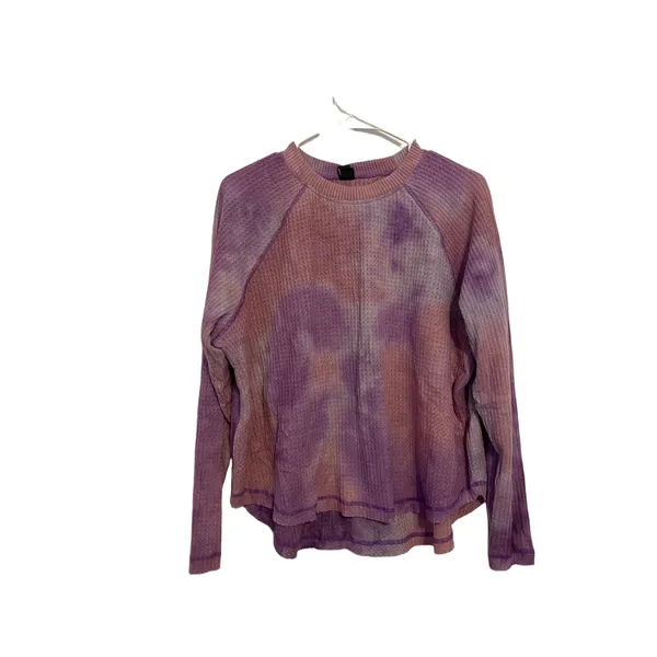 Wild Fable Top Waffle Knit Tie-Dye‎ Purple Raglan Sleeve M NWT Soft Girl Grunge - Image 2