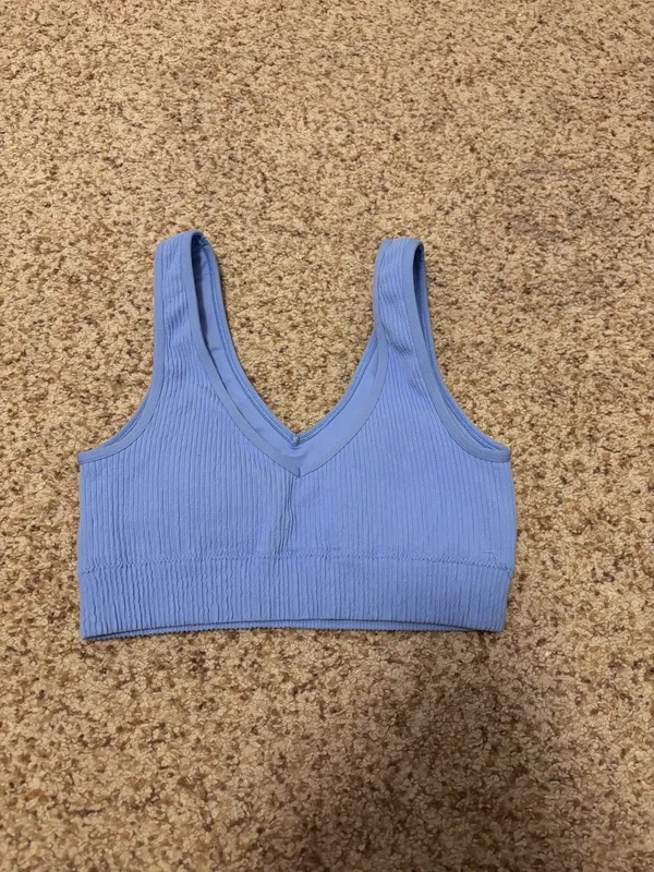 Aerie Sports Bra Ribbed Blue - Image 2