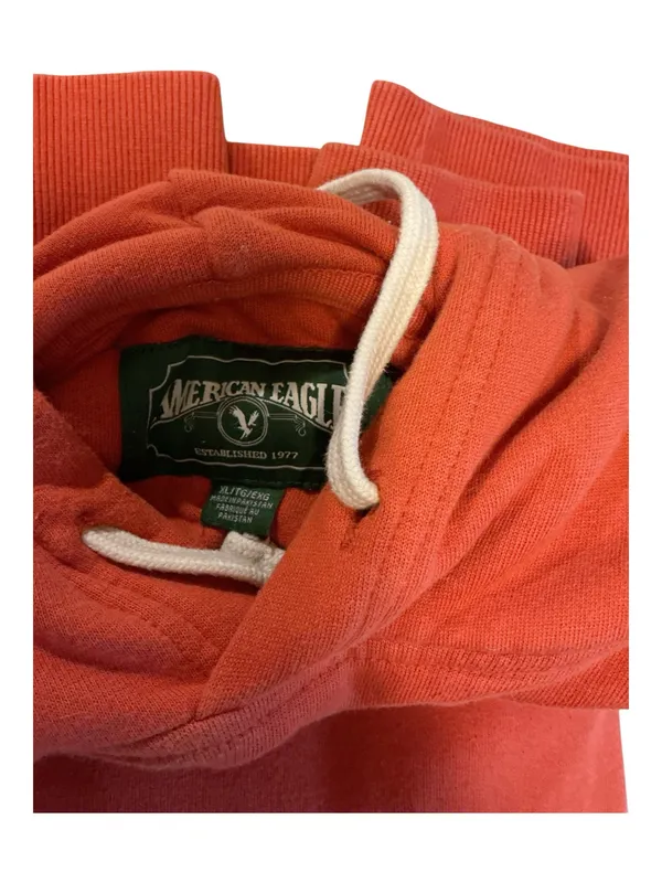 American Eagle Vintage Style Spell Out Pullover Hoodie Orange Men's XL - Image 3