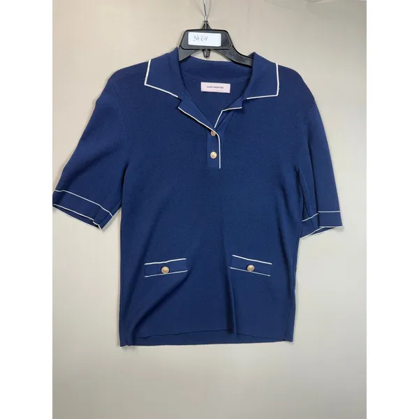 Aldomartins Navy Polo With White Trim Large - Image 2