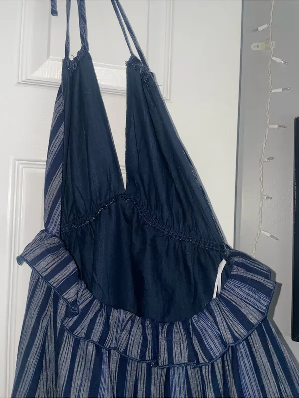 Lulu's Navy and Black Striped Halter Maxi Dress - Image 5