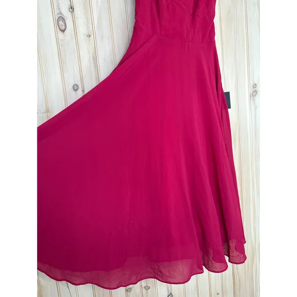 NWT Lulus Sophisticated Charisma Berry Red Tie-Strap A-Line Midi Dress Size M - Image 4