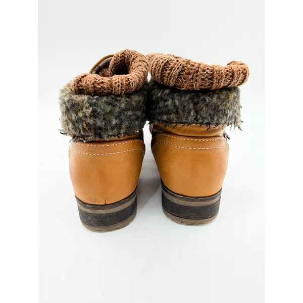 Refresh Wynne-01 Combat Boots Faux Fur Knit Cuff Lace Up Women's 8.5 Tan Winter - Image 8