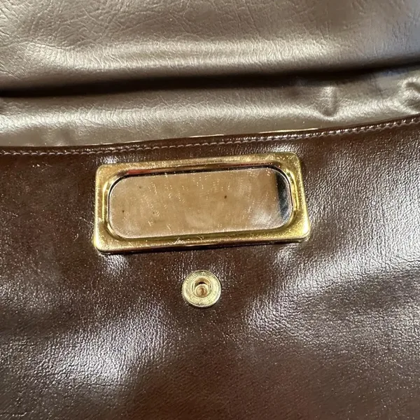 Vintage Purse With Mirror Clutch~Gold hardware~70’s Retro~Rome On Snap - Image 4
