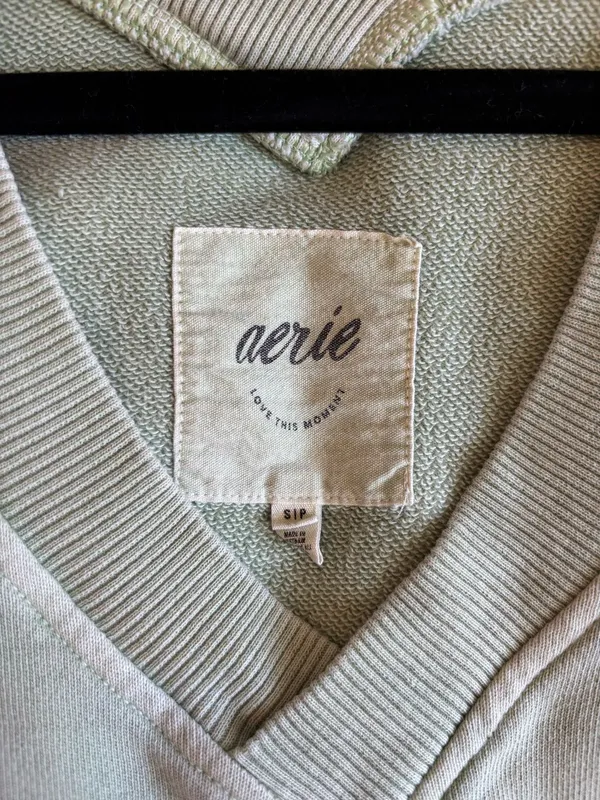 Aerie Green V-Neck Oversized Sweatshirt - Image 4