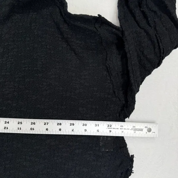 We The Free Free People Black Cotton Cropped Oversized Knit Sweater‎ Large - Image 3