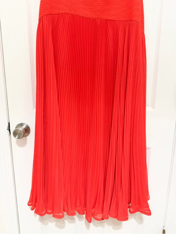 Alexis Sunniva Dress Strapless Formal Gown Pleated red sz 4 - Image 9
