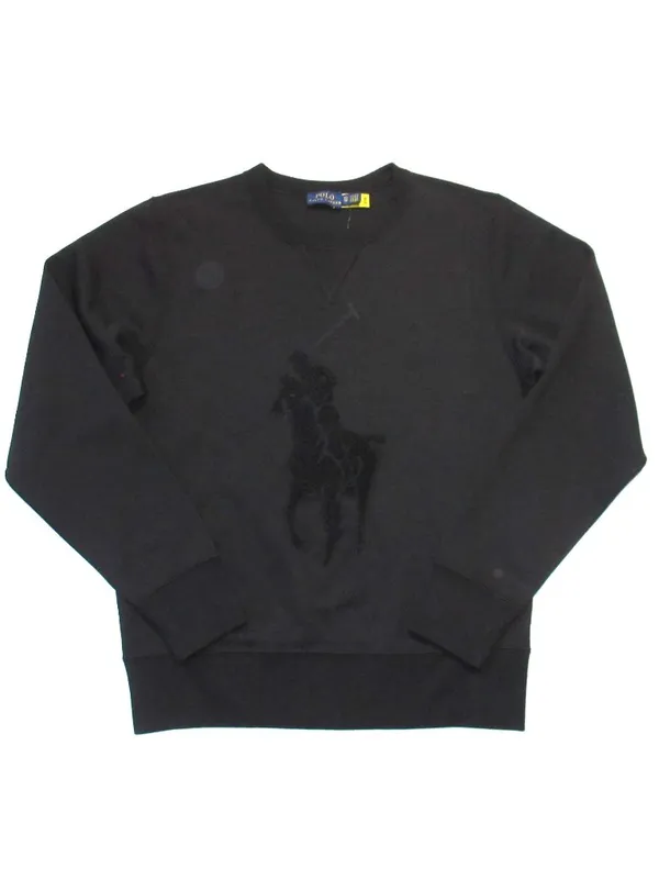 NWT Polo Ralph Lauren Women's Big Pony Sweatshirt in Black Tonal Pullover XS - Image 2