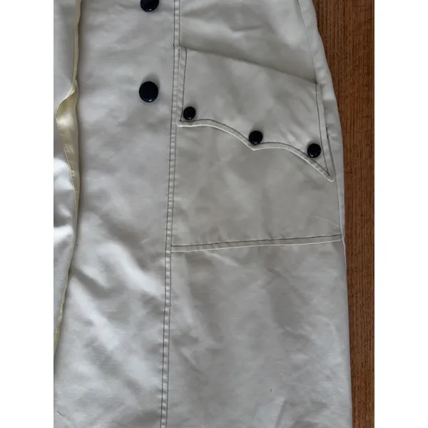 Vintage Cream Double Breasted Trench Coat Women's Long Sleeves M - Image 3