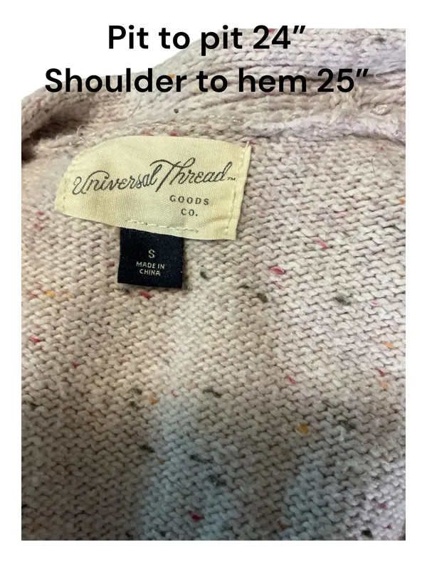 Universal Thread Womens Small Speckled Tweed Knit Cardigan V-Neck Button Front - Image 3