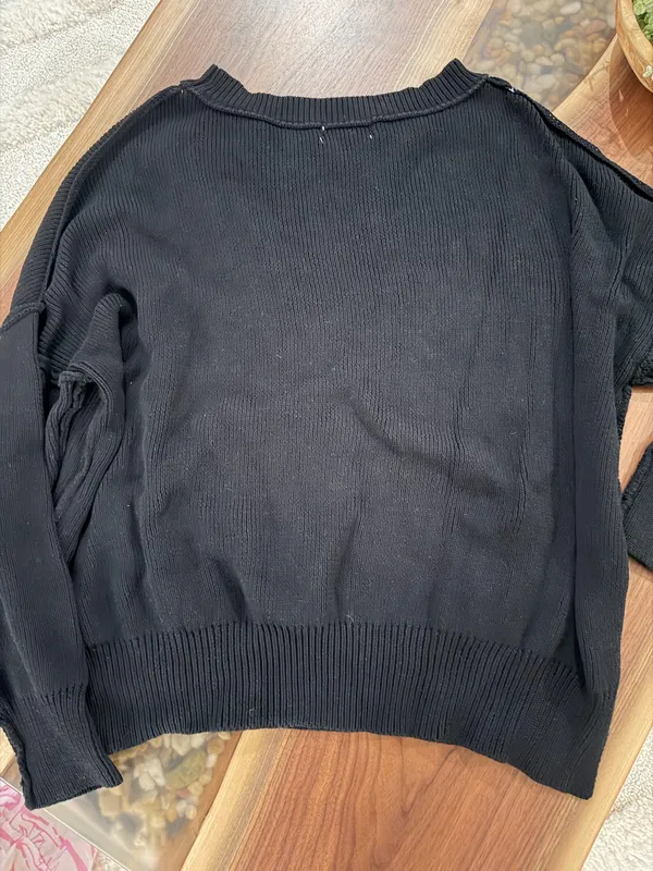 American Flag Textured Sweater S/M Black - Image 6
