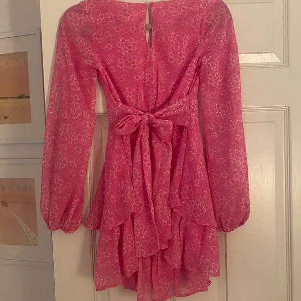 Pink Floral Ruffle Dress Size XS - Image 2