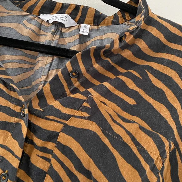 & Other Stories Zebra Print Blouse Size 2 Oversized Boho Chic Animal Print - Image 5