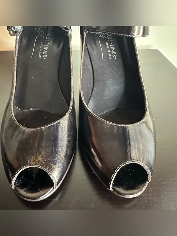 Donald J. Pliner Bronze/Copperish Brown Patent Mary Jane Peep-Toe Heels - Image 4