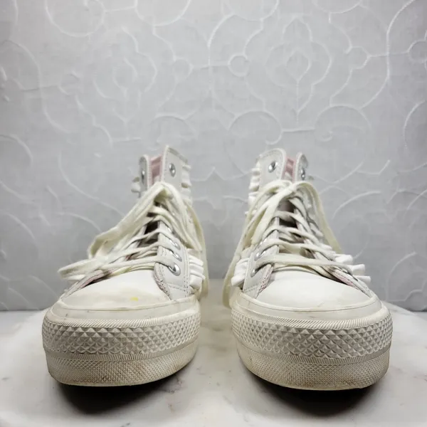 Converse CTAS Lift High Top Platform Leather Ruffle Sneakers Womens 6.5 White - Image 2