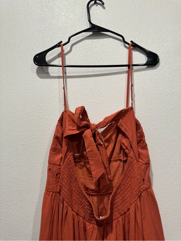 American Eagle Catie Corset Eyelet Midi Dress Terracotta L NWOT - Image 6