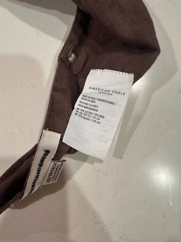 American Eagle Linen Blend Halter Wrap Crop Top - Image 4