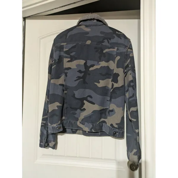 American Vintage Mens Camo Pockets Long Sleeve Collared Trucker Jacket Size L - Image 7